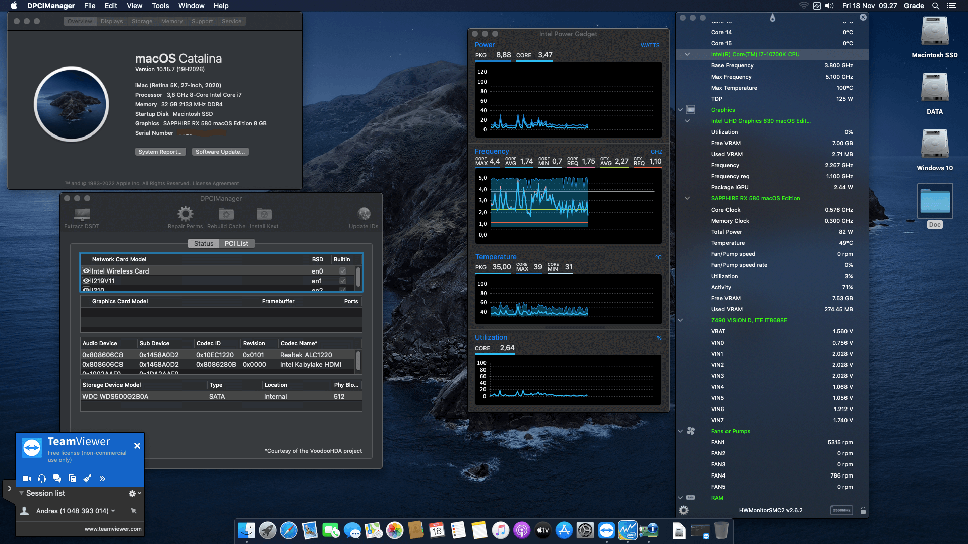 Success Hackintosh macOS Catalina 10.15.7 Build 19H2026 in Gigabyte Z490 Vision D + Intel Core i7 10700K + Sapphire RX 580